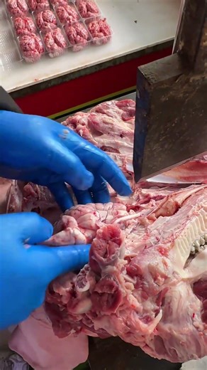 This is a video showing the process of meat processing. I