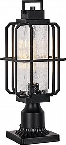 KAUEN Outdoor Post Light, Exterior Lamp Post Light Fixture with Pier Mount Base, Modern Waterproof Pole Lights Outdoor Pillar Lantern with Seeded Glass, Outside Post for Garden Pathway, 2575-1G