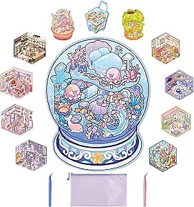 12 Sets 3D Scene Stickers for Kids, DIY Sticker Therapy 3D Scenes, Cute House Stickers Relief Stress Pass The Time, Holiday Gifts for Woman Girl