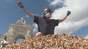 Take a look: 650,000 cigarette butts piled up to make a point