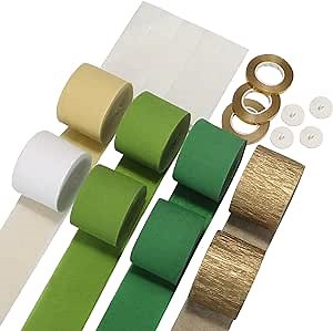 Wedding Party Decoration,Crepe Paper Streamers, 8 Rolls Sage Green Boho Party Decorations Set 660FT, Streamer Backdrop Set with 200 Adhesive Dots,Hooks,Ropes for Baby Shower,Wedding Shower Decoration