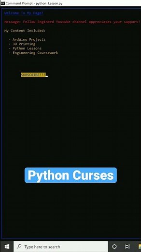 Python Curses Project #pythonprogramming #pythonforbeginners #pythontutorial #python #programming