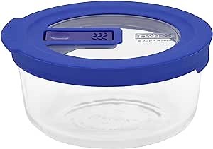 Pyrex No-Leak Lids 2-Cup Round Glass Food Storage