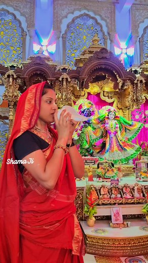 Blowing the Conch Shell 🐚 Gaura Arati and Damodarastakam Sri Radha Damodar Temple 🛕 🙌 😍 ✨️🪔🚩🙏🐚🛕 | SHAMA JI