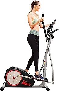 ANCHEER Elliptical Machine Trainer Magnetic Smooth Quiet Driven with LCD Monitor and Pulse Rate Grips (Black)