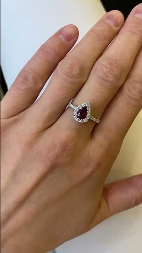 Pear-Shaped Ruby Ring with Diamond Halo - Style # 2992 - PIERRE