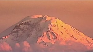 Sunset colors paint Mount Rainier