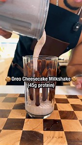 🍪Oreo Cheesecake Milkshake with 45g of protein🍪 Making a milkshake is one of my favorite ways to combat the “sweet tooth” problem. The goal is to make it high in protein, low in calories, and the taste is off the charts. ✅CALS & MACROS: 347 calories, 45g protein, 33g carbs, 5g fat ✅INGREDIENTS: - 8oz Fat Free fairlife milk - 1 cup ice - 1 scoop chocolate protein. I used Dutch Chocolate from Legion (Use code TRIZZLEMAN @legion to save 20%) - 5g sugar free chocolate pudding mix - 3 oreo thins #o