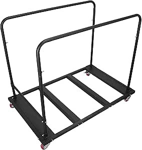 60"" Round Folding Table Cart-Table Dolly Cart with Universal Wheel - Heavy Duty Table Trolley Bearing Capacity 220lbs - Suitable for Hotels, Banquet Halls and Weddings, Black