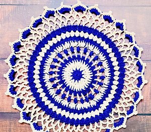 Sapphire Haze Crochet Round Doily