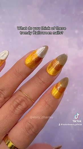 2.6K views · 22 reactions |  Bougie Candy Corn Nails  nailart tutorial by @daily_charme #hotonbeauty #bougienails #halloweennails #candycornnails #nailtutorial | HOT Beauty Magazine | Facebook