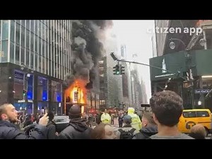 Intense flames shoot out of 40-story Midtown Manhattan high-rise building