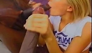 blonde cheerleader in a rough bbc gangbang