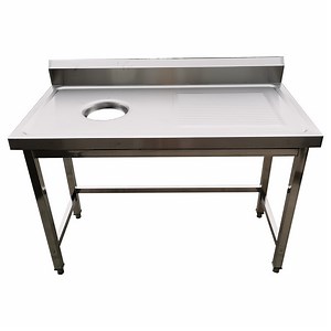 [Hot Item] Guanbai height adjustable stainless steel work table with waste hole