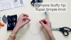 VAMPIRE SOCK STUFFIES TIP 1: Use this super simple knot for your thread to make hand sewing your vampire stuffies even easier! #homemade #jennifertryon #janomemakes #heatherbailey #janome #janomehq #janomecanada #janomeamerica #Halloween | Jennifer Tryon - Homemade