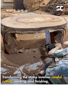 Transforming Tree Stumps into Beautiful Dining Tables.😮 #WoodworkingMagic | PopBing