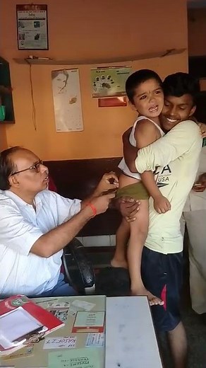 child crying during injection