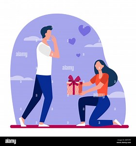 Woman giving gift to her boyfriend Stock Vector Image & Art - Alamy
