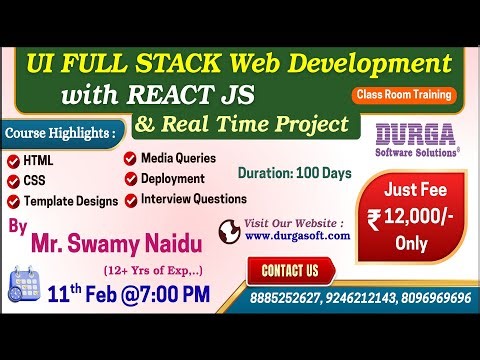 UI FULL STACK Web Development with REACT JS & Real Time Project Class Room Training @ DURGASOFT
