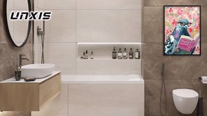 Funny Bathroom Wall Art Trendy Blue Restroom Quote Minimalist Cute Toilet Signs Painting Quirky Humorous Shower Decor 8x10 Inch Unframed for Bedroom Dorm Restroom