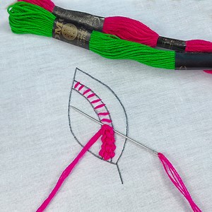 Modern Hand Embroidery Very Easy Fancy Embroidery Design Leaf Stitch Technique For Tutorial | Cherry Blossom