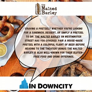 Craving Pretzels and Brews? 泌 Head to The Malted Barley for Fresh Pretzels, Sandwiches, Desserts & Gluten-Free Delights! Plus, Pair Your Bite with a Perfect Beer Flight Before the Theater!  #PretzelPerfection #CraftBeer #GlutenFreeGoodness | The Malted Barley Providence | Facebook