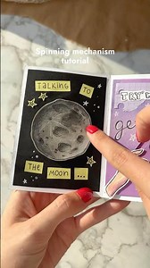 Spinning card mechanism tutorial🌖✨ #diy #cardidea #spinningcard #brunomars #lirycsbook
