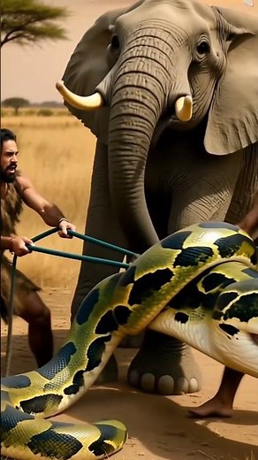 Elephant vs Massive Python – Realistic 8K African Wildlife Encounter