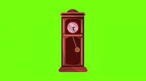 Descargar animación de antiguo péndulo reloj, madera dibujos animados reloj con un péndulo animado 4k en verde pantalla antecedentes gratis