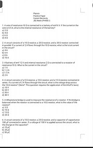 Physics Practice Paper Current Electricity JEE Mains (PHASE I) ... | Filo