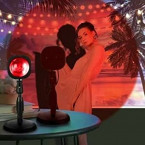 Adjustable Sunset Projector Light Lamp with Free Backdrop - LED Light/ Sunset Projection Lamp for Bedroom Lighting/ Sunset Light for Christmas Decorations/Photography/Party/Bedroom UFO Sunset Lamps