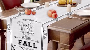 Hello Fall Table Runner,13x36Inch Long Linen Pumpkins Decorations Autumn Thanksgiving Farmhouse Centerpieces Seasonal Harvest Vintage Table Mats Kitchen Dining Indoor Outdoor Home Party Tabletop Decor