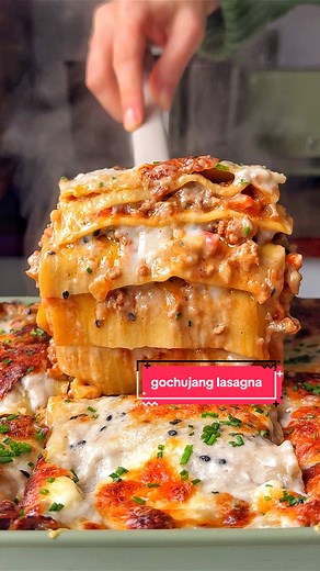 HOT HONEY GOCHUJANG LASAGNA with the home of food lovers @Waitrose & Partners AD | You guys know I love to put a fun spin on everyday recipes and Waitrose always gives me so many exciting product options to play with. In this case, I'm using their hot honey gochujang to elevate the ragu and their black sesame seeds to create a nutty toasted bechamel. And guys, it is SO delicious!! A huge thank you to Waitrose for partnering with me on this! I hope you love the recipe as much as we enjoyed creati