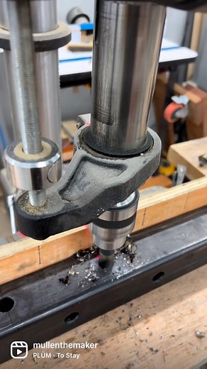 @mullenthemaker using the #DeltaTools Drill Press to bore out holes in 11 gauge steel. #TheDeltaCrew | Delta Machinery