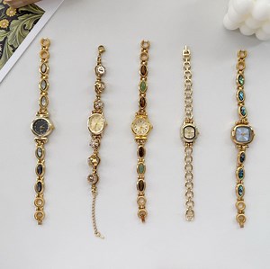 Vintage Natural Stone Gold Watch Bracelet,custom Colorful Retro Wristwatch,handmade Small Dial Womens Watch,unique Gift for Her - Etsy