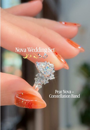 Custom Wedding Ring Set Inspired by the Night Sky