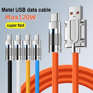 [Hot Item] Metal Soft Silicone USB Type C 6A 120W Fast Data USB Cable