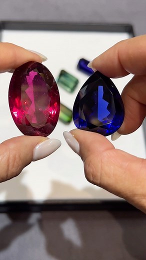 RUBELLITE OR TANZANITE - WHICH IS YOUR FAVORITE? 🧐 When it comes to @paulwildgems , there are no wrong choices… each gemstone is meticulously selected and cut by skilled artisans in-house in Kirschweiler, Germany. These two are particularly yummy - follow @paulwildgems to see colored gemstones like never before! 💜💜💙💙🩷🩷 #thediamondsgirl #thediamondsgirlxpaulwild #thediamondsgirlxpw #paulwild#gemstones #gems#rubellite #tanzanite #color #jewels | Tracey Ellison