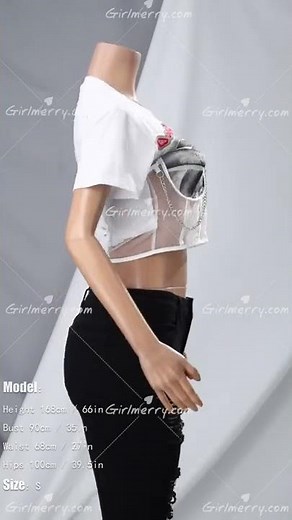 Summer new style micro elastic mesh spliced chain decor lace-up fashion sexy crop top EA003121