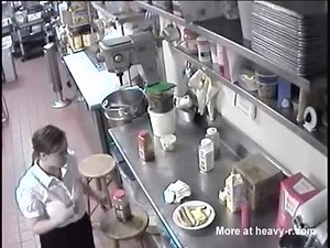 Female Employee Caught Fucking A Hot Dog