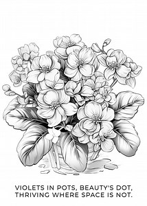 Blossoming Beauty: Violets in Pots Coloring Page - Etsy