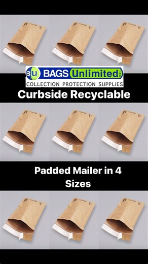 Recyclable Padded Mailers are paper-based mailers that are recyclable with your weekly curbside recycling. Lightweight, resilient cushioning protects the contents of your package #mailers #mailorder #shipping | Bags Unlimited Collection Protection Supplies