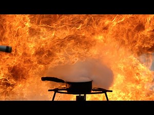 This is what putting out an explosive oil fire with water looks like in slow-motion