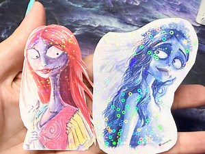 Tim Burton's Corpse Bride and Sally Sticker: Gothic Halloween Vinyl Decal - Etsy