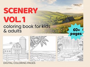 Landscape Coloring Book for Adults – 60 Scenic Nature Designs | Relaxing Printable Coloring Book PDF | Vol.1 - Etsy