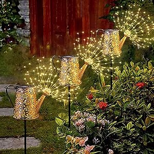 Solar Firework Watering Can Lights - Fairy Waterproof Strip Lights for Outdoors Lamp LED Garden Shower Art Light Decoration Outdoor Star String Lights with Bracket for Home Pathway Patio Yard