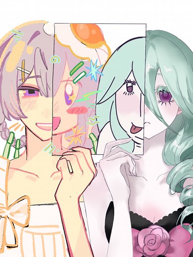 Artwork Collab: yokoso base, mine, hers — digital OC trio