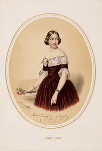 Jenny Lind (1820-1887) var en stor stjärna inom operakonsten på 1800-talet. Hon fick smeknamnet "näktergalen från Sverige". Möt Jenny Lind och Emilie Högqvist och andra aktriser och skådespelare i Stockholms kultur- och nöjesliv på 1800-talet. Stadsmuseet öppnar igen med en ny permanent utställning den 18 januari 2019. #nyastadsmuseet. Bild 1: Porträtt av Jenny Lind, 25 år gammal. Under 1845 var Jenny Lind på turné i Tyskland. Hon blev då porträtterad av konstnären Conrad L' Allemand. Av hans po