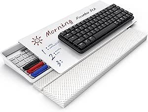Acrylic Computer Keyboard Stand With Wrist Rest & Storage Tray - 3-Level Angle Adjustable Riser for Desk, Dry Erase Board Buddy, Ergonomic Tilted Holder for Comfortable Typing