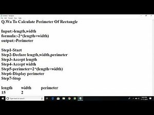 Algorithm To Calculate Perimeter Of Rectangle